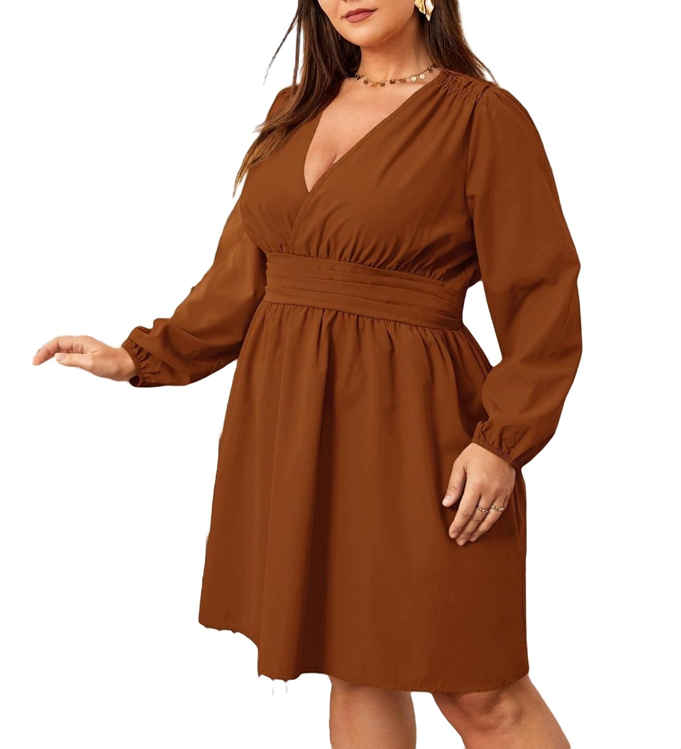 plus size brown dress
